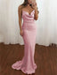 Simple Spaghetti Straps Mermaid Pink Long Evening Prom Dress Online, OL407
