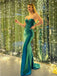 Sexy Spaghetti Straps Sweetheart Cross Back Mermaid Green Long Prom Dresses, OL347