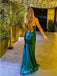 Sexy Spaghetti Straps Sweetheart Cross Back Mermaid Green Long Prom Dresses, OL347