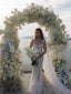 Elegant Straps Mermaid Applique Wedding Dresses with Trailing,WD791