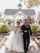 Elegant Off the Shoulder White A-line Satin Wedding Dresses with Trailing,WD793