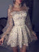 Sparkly Cute Long Sleeves Tulle Custom Star Homecoming Dresses, CM001