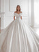 Elegant Off the Shoulder A-line White Satin Wedding Dresses,WD797