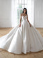 Elegant Off the Shoulder A-line White Satin Wedding Dresses,WD798