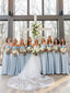 Elegant Off Shoulder A-line Light Blue Bridesmaid Dresses Online, BG149