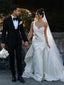 Elegant One Shoulder Applique A-line Satin White Wedding Dresses,WD808