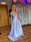 Elegant Spaghetti Straps A-line Satin Long Prom Dresses Online, OL363