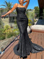 Sexy Mermaid Spaghetti Straps Black Long Prom Dresses Online, OL382