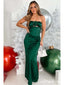 Sexy Dark-Green Strapless Mermaid Floor-Length Satin Bridesmaid Dresses Online, BG191