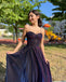 Elegant Spaghetti Straps A-line Tulle Long Prom Dresses Online, OL370