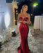 Elegant Sweetheart Mermaid Satin Burgundy Long Evening Prom Dress Online, OL418