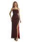 Sexy Black Red Spaghetti Straps Mermaid Tulle Long Prom Dresses with Side Slit, OL390