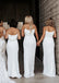 Simple Spaghetti Straps Mermaid White Chiffon Long Bridesmaid Dresses Online, BG165
