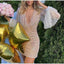 Sparkly V-neck Long Sleeves Sequins Short Homecoming Dresses, CM013