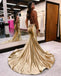 Sexy Mermaid Spaghetti Straps V-neck Cross Back Satin Long Prom Dresses, OL391