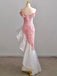 Elegant Off the Shoulder Mermaid Pink Velvet Prom Dresses with Beading, OL397