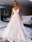 Elegant Ivory Lace A-line Spaghetti Straps Evening Long Formal Prom Dress Online, OL479