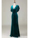 Elegant Velvet Dark-Green V-neck Mermaid Floor-Length Bridesmaid Dresses Online, OL496