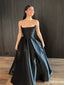 Sexy A-line Strapless Sleeveless Black Evening Prom Dress , OL463
