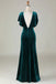 Elegant Velvet Dark-Green V-neck Mermaid Floor-Length Bridesmaid Dresses Online, OL496