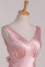 Simple V-Neck Sleeveless Pearl Pink A-line Satin Long Evening Prom Dress Online, OL421