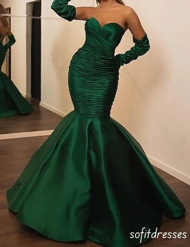 Popular Elegant Sheath Sweetheart Dark-Green Evening Prom Dress with Sleeve , OL460