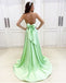 Sexy Mint-Green V-Neck A-Line Evening Long Formal Prom Dress Online, OL478