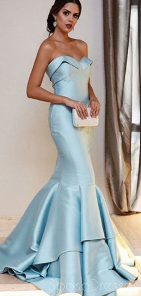 Elegant Mermaid Strapless Sleeveless Prom Dresses, Sweet 16 Prom Dresses, 12387