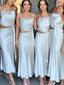 Long-length Halter Straps Elegant Unique Sleeveless Two-Pieces Bridesmaid Dresses, BG062