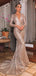 Mermaid V Neck Long Sleeves Long Prom Dresses, Sweet 16 Prom Dresses, 12519