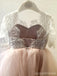 Lace Top Half Sleeves Pink Tulle Flower Girl Dresses, V-back Popular Little Girl Dresses,  FG027