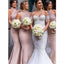 Halter Blush Pink Mermaid Cheap Bridesmaid Dresses Online, WG619