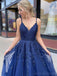 A-line Applique Sleeveless Custom Prom Dresses, Sweet 16 Prom Dresses, 12471