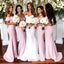 Off Shoulder Blush Pink Mermaid Cheap Long Bridesmaid Dresses Online, WG334