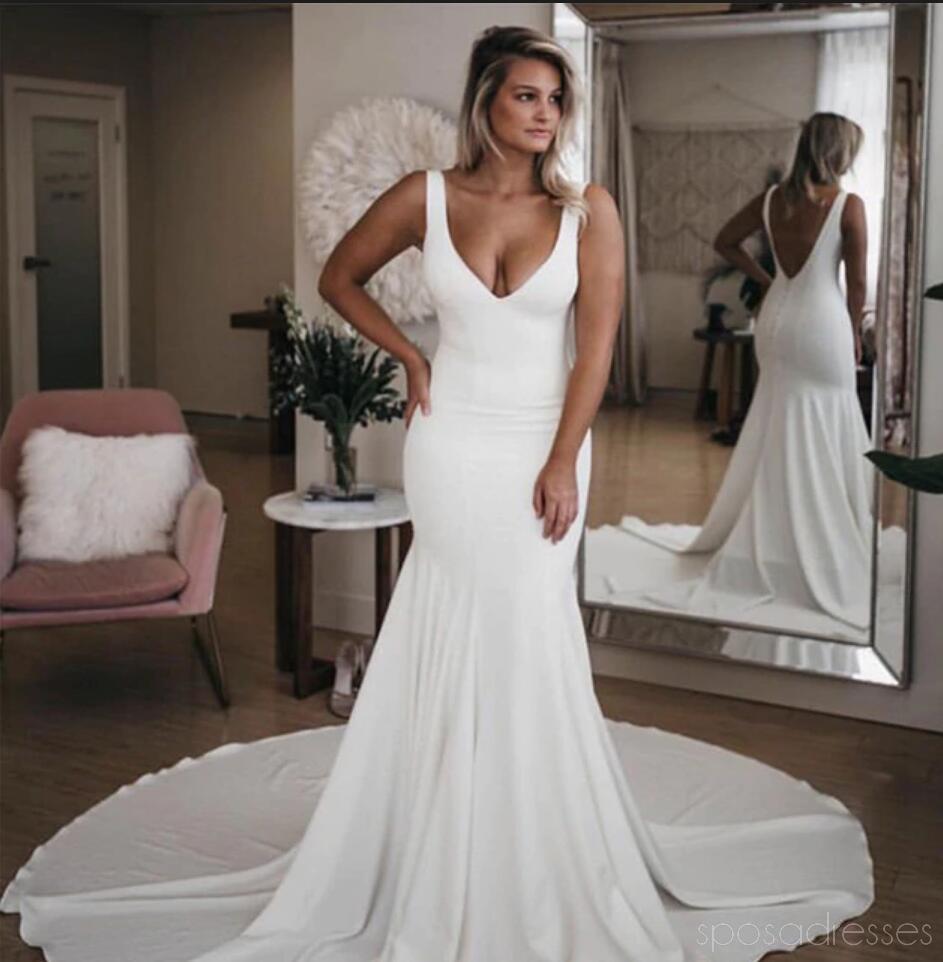 Simple Backless Sexy Cheap Mermaid Wedding Dresses Online, Cheap Bridal Dresses, WD481