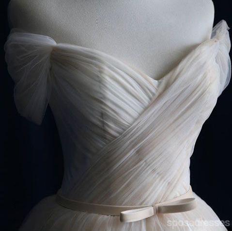 Off Shoulder Simple Ruffle Cheap Wedding Dresses Online, Cheap Bridal Dresses, WD484
