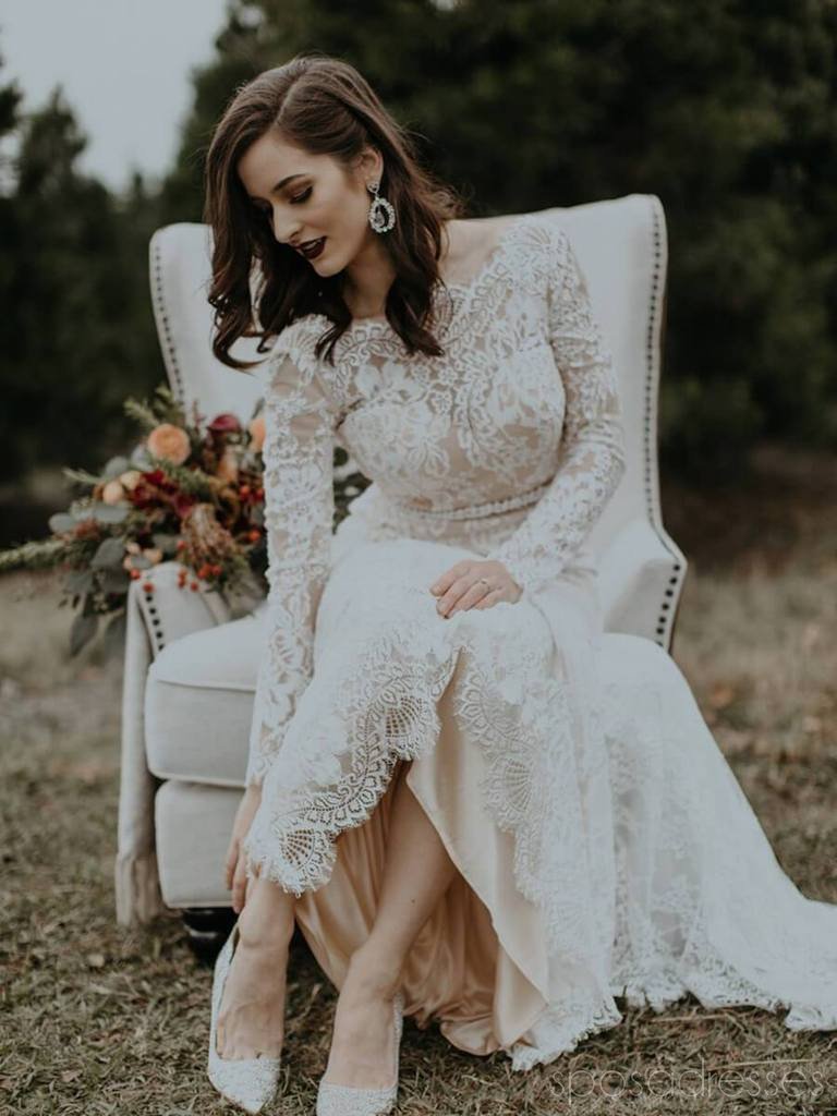 Sexy Backless Long Sleeves Mermaid Cheap Wedding Dresses Online, Cheap Bridal Dresses, WD486