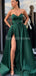Emerald Green Sweetheart Side Slit Evening Prom Dresses, Evening Party Prom Dresses, 12269