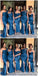 Navy Mismatched Mermaid Side Slit Long Cheap Bridesmaid Dresses Online, WG639