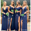 Mismatched Navy Blue Mermaid Long Cheap Bridesmaid Dresses Online, WG671