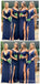 Mismatched Navy Blue Mermaid Long Cheap Bridesmaid Dresses Online, WG671
