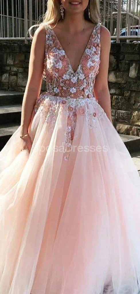 Sexy Backless Pink Lace Beaded Evening Prom Dresses, Evening Party Prom Dresses, 12289