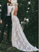 Long Mermaid Backless High Neck Long Sleeves Lace Wedding Dresses,WD759