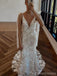 Sexy Long Mermaid Sleeveless V-neck Handmade Lace Wedding Dresses,WD777
