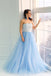 Strapless Lace Light Blue A-line Cheap Evening Prom Dresses, Sweet 16 Dresses, 17499