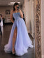 Formal A-line Beaded Long Side Slit Prom Dresses, BG098