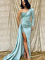 Sparkle Beads One Shoulder Sleeves Sequin High Split Long Prom Dresses, OL354