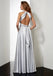 Silver V-neck A-line V-neck Prom Dresses, BG154