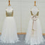 Gold Sequin Top White Tulle Cute Flower Girl Dresses For Wedding Party, FG002