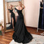 Simple Black Mermaid High Slit Off Shoulder Long Party Prom Dresses,12545